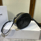 CELINE OVAL PURSE BAG 20 IN BLACK CALFSKIN