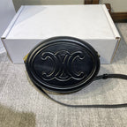 CELINE OVAL PURSE BAG 20 IN BLACK CALFSKIN