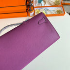 HERMES KELLY CUT 31 IN VIOLET PURPLE CALFSKIN WITH GOLD HARDWARE