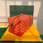 BOWLING TOILETRY BAG 25 IN RED ORANGE GOYARDINE CANVAS AND CALFSKIN
