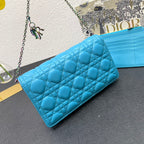 DIOR CARO SLIM POUCH 21 BAG IN SKY BLUE CALFSKIN