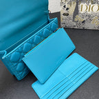 DIOR CARO SLIM POUCH 21 BAG IN SKY BLUE CALFSKIN