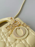DIOR MICRO LADY 12 BAG IN LIGHT YELLOW LAMBSKIN