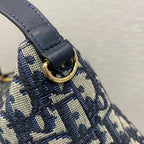 DIOR CD BUCKLE SHOULDER BAG 22 IN BLUE MONOGRAM OBLIQUE JACQUARD