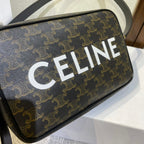 CELINE MEDIUM MESSENGER BAG 23 IN BLACK TRIOMPHE CANVAS WITH  PRINT
