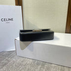 CELINE CHAIN EMBOSSED ARMPIT BAG 20 IN BLACK CALFSKIN SILVER HARDWARE