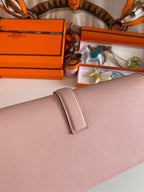 HERMES JIGE ELAN 29 CLUTCH IN CREPE PINK CALFSKIN