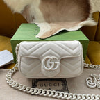 GUCCI MARMONT MINI HANDBAG 16 IN WHITE CALFSKIN