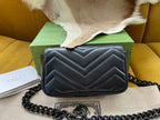 GUCCI MARMONT MINI HANDBAG 16 IN BLACK CALFSKIN