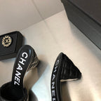 CHANEL DIAMOND-QUILTED 6 CM SANDALS IN BLACK LAMBSKIN