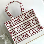 CELINE LETTER TOTE BAG 41 FABRIC WHITE RED