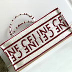 CELINE LETTER TOTE BAG 41 FABRIC WHITE RED