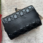 GUCCI MATELASSÉ TOP HANDLE BAG 31 IN BLACK EMBOSSED CALFSKIN GOLD HARDWARE