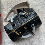 GUCCI MATELASSÉ TOP HANDLE BAG 31 IN BLACK EMBOSSED CALFSKIN GOLD HARDWARE
