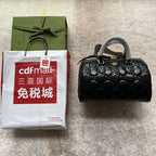 GUCCI MATELASSÉ TOP HANDLE BAG 31 IN BLACK EMBOSSED CALFSKIN GOLD HARDWARE