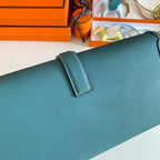 HERMES JIGE ELAN 29 CLUTCH IN AEGEAN BLUE CALFSKIN