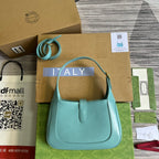 GUCCI JACKIE SMALL 28 SHOULDER BAG IN BLUE PASTEL CALFSKIN