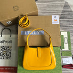 GUCCI JACKIE SMALL 28 SHOULDER BAG IN YELLOW CALFSKIN