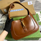 GUCCI JACKIE SMALL 28 SHOULDER BAG IN CINNAMON BROWN CALFSKIN