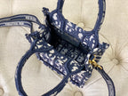 DIOR LADY 18 BAG IN BLUE OBLIQUE JACQUARD