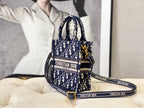 DIOR LADY 18 BAG IN BLUE OBLIQUE JACQUARD