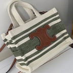 CELINE TRIOMPHE 29 FABRIC WHITE BLACK WITH BROWN LOGO