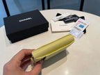 CHANEL ZIPPED COIN PURSE 11 YELLOW GRAINED CALFSKIN