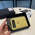 CHANEL ZIPPED COIN PURSE 11 YELLOW GRAINED CALFSKIN