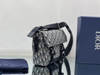 DIOR MEDIUM 31 BAG WITH STRAP IN BEIGE AND BLACK OBLIQUE JACQUARD AND CALFSKIN
