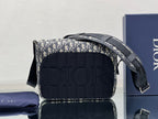 DIOR MEDIUM 31 BAG WITH STRAP IN BEIGE AND BLACK OBLIQUE JACQUARD AND CALFSKIN