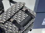 DIOR MEDIUM 31 BAG WITH STRAP IN BEIGE AND BLACK OBLIQUE JACQUARD AND CALFSKIN