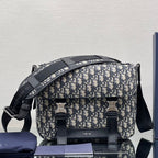 DIOR MEDIUM 31 BAG WITH STRAP IN BEIGE AND BLACK OBLIQUE JACQUARD AND CALFSKIN