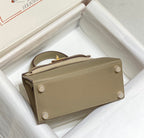 HERMES KELLY MINI 20 BAG IN TAN BROWN CALFSKIN WITH GOLD HARDWARE