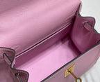 HERMES KELLY MINI 20 BAG IN BABY PINK CALFSKIN WITH GOLD HARDWARE