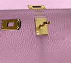 HERMES KELLY MINI 20 BAG IN BABY PINK CALFSKIN WITH GOLD HARDWARE