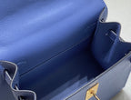 HERMES KELLY MINI 20 BAG IN AZURE BLUE CALFSKIN WITH GOLD HARDWARE
