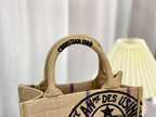 DIOR SHOPPING BAG 26 IN BEIGE AND BLACK EMBROIDERED CANVAS