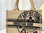 DIOR SHOPPING BAG 26 IN BEIGE AND BLACK EMBROIDERED CANVAS