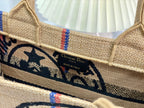 DIOR SHOPPING BAG 26 IN BEIGE AND BLACK EMBROIDERED CANVAS