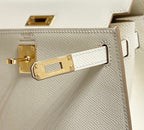HERMES KELLY MINI 20 BAG IN WHITE CALFSKIN WITH GOLD HARDWARE