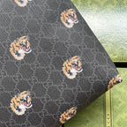 GUCCI CLUTCH WITH TIGER PRINT 30 IN BLACK MONOGRAM CANVAS
