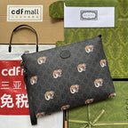 GUCCI CLUTCH WITH TIGER PRINT 30 IN BLACK MONOGRAM CANVAS