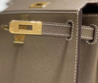 HERMES KELLY MINI 20 BAG IN MEDIUM BROWN CALFSKIN WITH GOLD HARDWARE