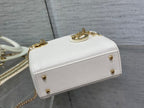 DIOR MINI LADY 17 BAG IN WHITE EMBOSSED LAMBSKIN WITH GOLDEN CLASP