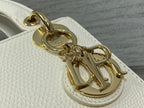 DIOR MINI LADY 17 BAG IN WHITE EMBOSSED LAMBSKIN WITH GOLDEN CLASP