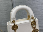 DIOR MINI LADY 17 BAG IN WHITE EMBOSSED LAMBSKIN WITH GOLDEN CLASP