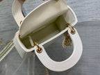 DIOR MINI LADY 17 BAG IN WHITE EMBOSSED LAMBSKIN WITH GOLDEN CLASP