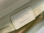 DIOR MINI LADY 17 BAG IN WHITE EMBOSSED LAMBSKIN WITH SILVER CLASP