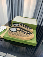 GUCCI UNIQUE SNEAKER THICK-SOLE LIGHT BROWN CANVAS