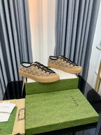 GUCCI UNIQUE SNEAKER THICK-SOLE LIGHT BROWN CANVAS